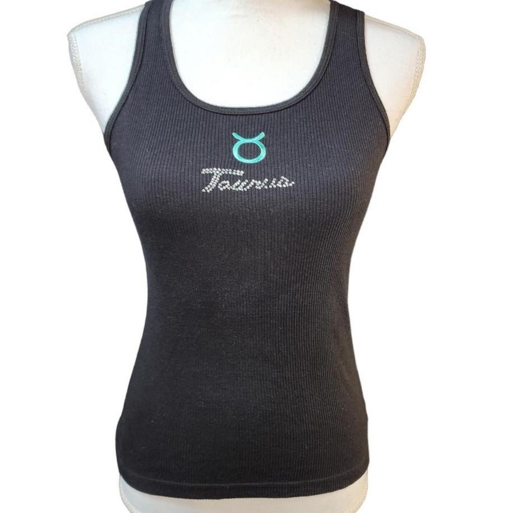 Deadstock Vintage Y2k Wet Seal Taurus Astrology Baby Tee Bedazzled Tanktop sz M